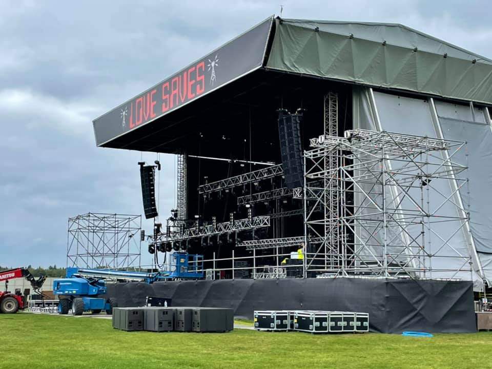 Building the main stage at Love Saves The Day festival