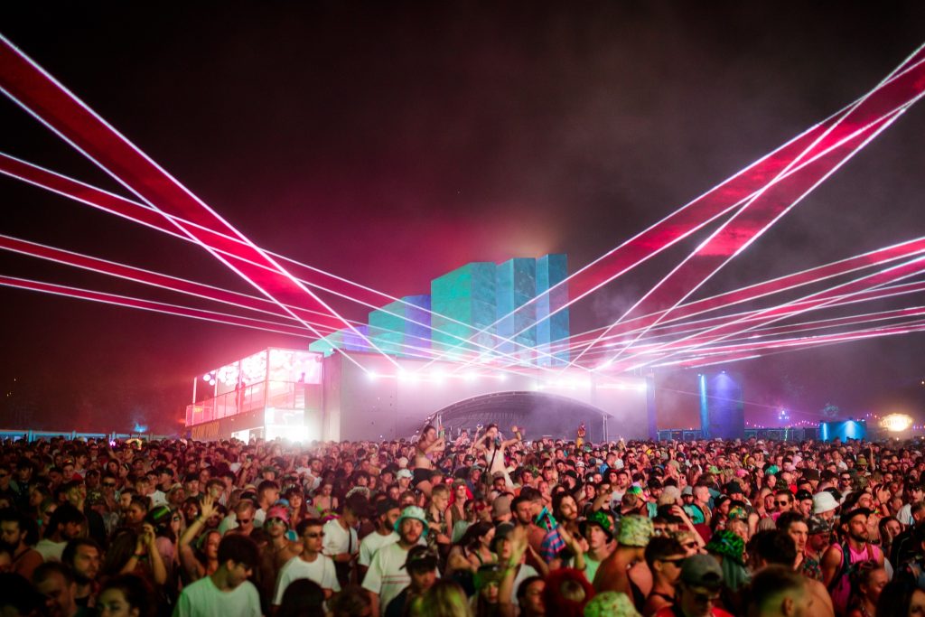 Boomtown Fair stage with laser lights