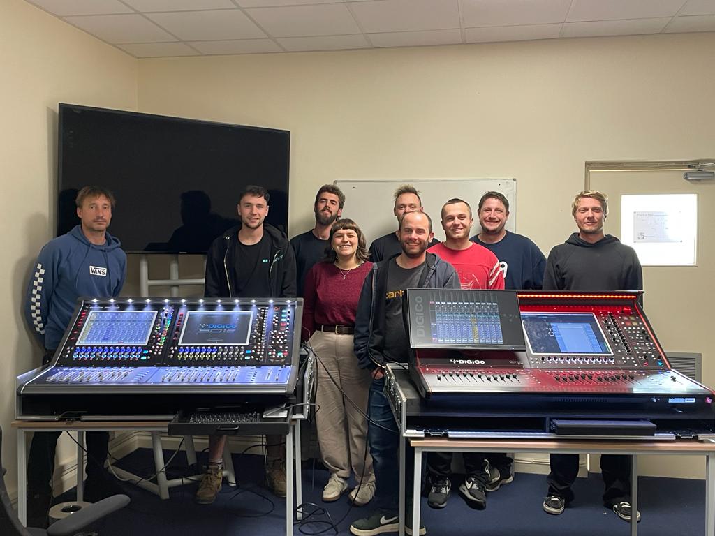 The AF Live team stood behind two DiGiCo mixing consoles