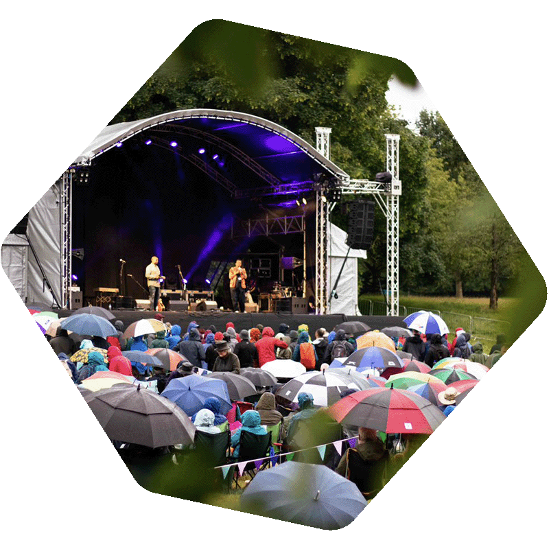 Image of a stage at Folk Fell festival