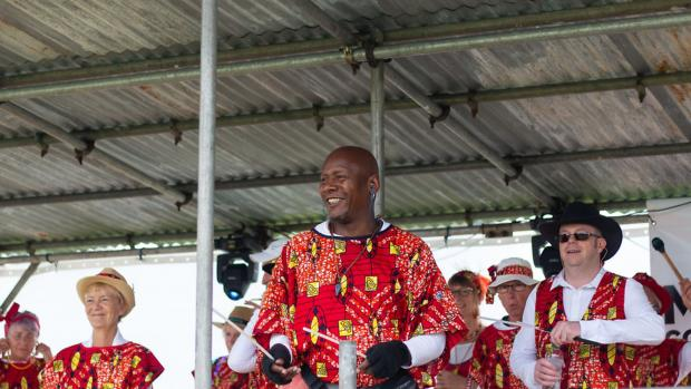 People playing instruments at Frythival Festival